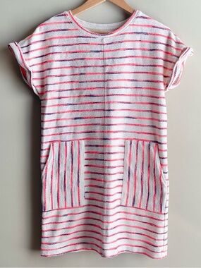 Lou & Grey Knit Dress with Bright Orange/Pink and Blue Stripes